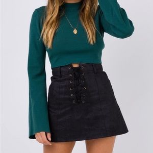 Princess Polly Lace Up Suede Skirt Mini